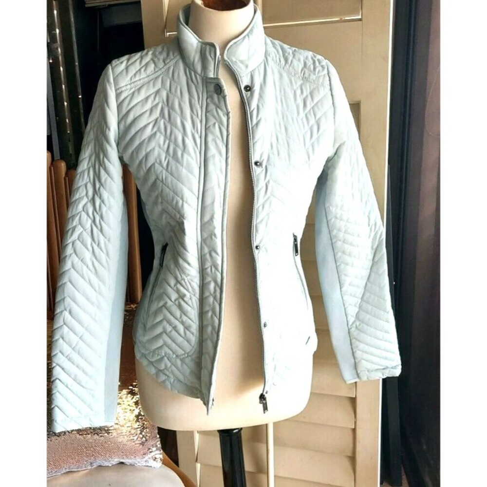 RINO & PELLE Women's Puff Coat Jacket New w/Tags Sz 34 light blue grey